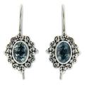 Blue topaz drop earrings, 'Balinese Elegance'