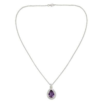 'Mughal Mystique' - Handcrafted Silver and Amethyst Pendant Necklace