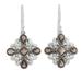 Butterfly Flowers,'Smoky Quartz and Sterling Silver Dangle Earrings from India'