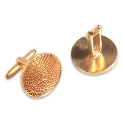 Gold plated filigree cufflinks, 'Starlit Sun'