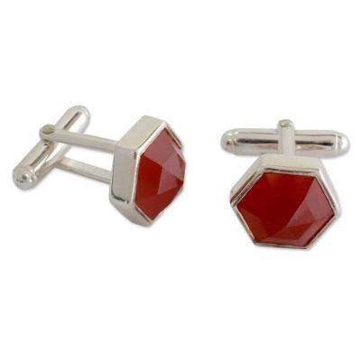 Carnelian cufflinks, 'Be a Star'