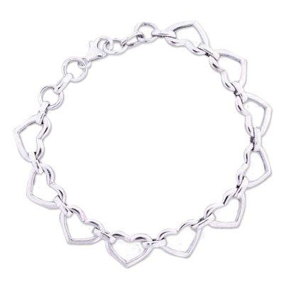 'India Hearts' - Romantic Sterling Silver Heart Bracelet