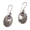 Spiral Garden,'Amethyst and Sterling Silver Floral Dangle Earrings'