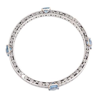 Bejeweled,'10-Carat Blue Topaz Bangle Bracelet from Bali'