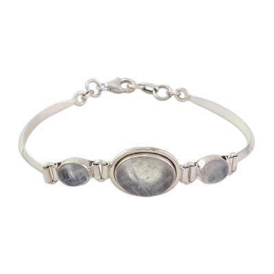 Icy Surface,'Sterling Silver Rainbow Moonstone Pendant Bracelet'