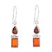 Red & Chic,'Sterling Silver Dangle Earrings with Carnelian and Garnet'