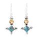 Opulent Stars,'Sterling Silver Citrine and Composite Turquoise Earrings'