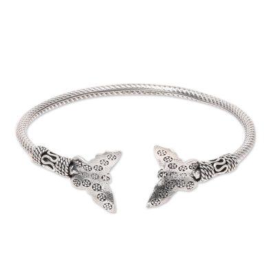 Butterfly Fantasy,'Sterling Silver Butterfly Cuff Bracelet from India'