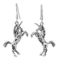 'Dance of the Unicorns' - Sterling Silver Dangle Earrings from Thai