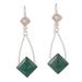 Forest Diamond,'Handcrafted Chrysocolla Dangle Earrings in Sterling Silver'
