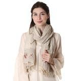 Butter Blossom,'Indian Embroidered Wool Shawl with Diamond Motif'