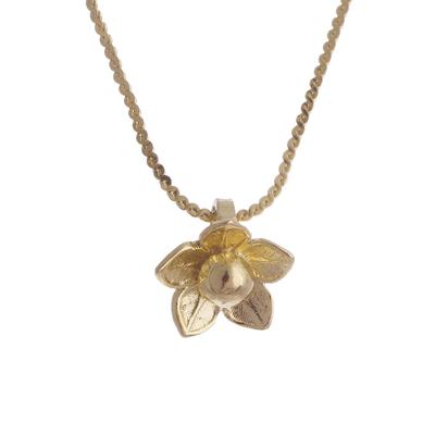 Glistening Petals,'Gold Plated Sterling Silver Flower Necklace from Peru'