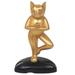 Cat's Pose,'Hand Carved Gold Tone Wood Sculpture Cat from Indonesia'