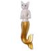 Mermaid Kitty in White,'Mermaid Cat Wall Sculpture in White and Gold from Bali'