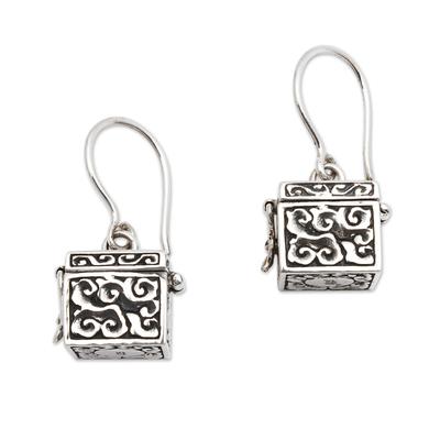 Prayer Locket,'Sterling Silver Prayer Box Earrings'