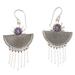 Cool Wind in Purple,'Hand Made Amethyst and Sterling Silver Dangle Earrings'