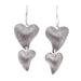 Karen Hearts,'Handmade 925 Sterling Silver Heart Shaped Dangle Earrings'