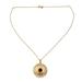 Gold vermeil smoky quartz pendant necklace, 'Jaipur Sun'