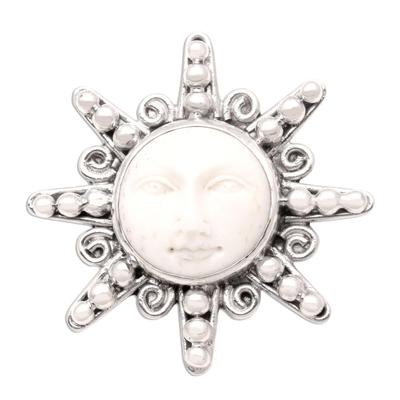 Sterling silver brooch pin, 'Smiling Moon'