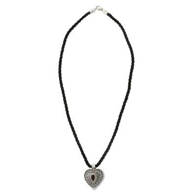 'Secret Love' - Heart Shaped Sterling Silver and Garnet Locket Necklac