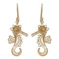 Little Seahorse,'24k Gold Plated Sterling Filigree Dangle Sea Horse Earrings'