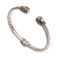 Gold Accent Rope Design Sterling Silver Bracelet from Bali 'Shrine Leaves'