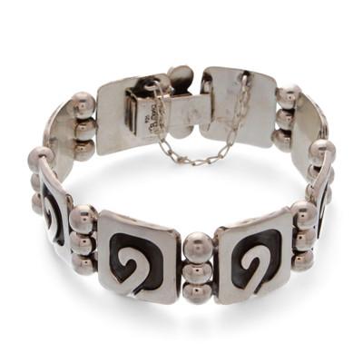 Sterling silver link bracelet, 'Wave of Light'
