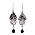 'Queen of Jaipur' - Quartz and Onyx Silver Dangle Earrings