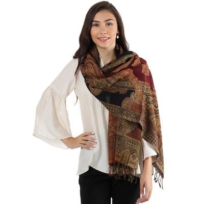 Jamawar wool shawl, 'Mughal Exuberance'