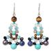 Tiger's eye and lapis lazuli beaded earrings, 'Carnation Bouquet'
