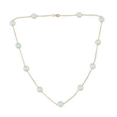 Skyward Charm,'Gold Plated Chalcedony Station Necklace from India'