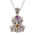 Amethyst and citrine pendant necklace, 'Rainforest Frog'