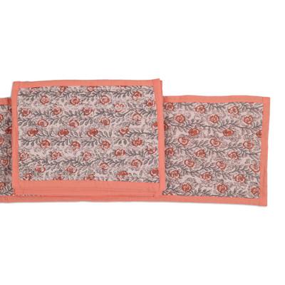 Floral & Bright,'Cotton Table Runner & Placemats with Floral Motif (Set of 5)'