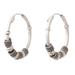 Sterling silver hoop earrings, 'Enigma'