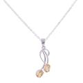 Curve,'Citrine and Rhodium Plated Sterling Silver Pendant Necklace'