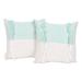 Delhi Sophistication in Mint,'Fringed Cotton Cushion Covers in Mint and White Tones (Pair)'