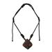 Men's wood pendant necklace, 'Danjuma'