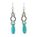 Exciting Adventure in Blue,'Blue Calcite and Glass Dangle Earrings from Thailand'