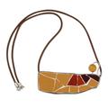Chic Mosaic,'Ceramic Mosaic Pendant Necklace with Agate Silver & Leather'
