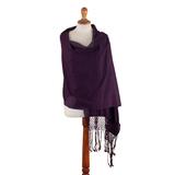 Style Lines,'Handwoven Striped Purple Rayon Shawl from Peru'