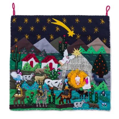 Christmas Star Nativity,'Andean Patchwork Christmas Star Wall Hanging'