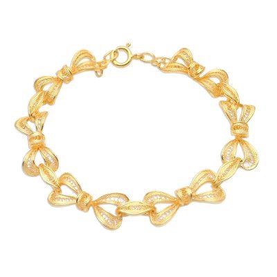 Wrapped For You,'Gold-Plated Filigree Bow-Motif Bracelet'