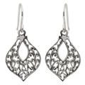 'Lace Petals' - Handcrafted Sterling Silver Dangle Earrings