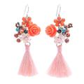 Candy Bouquet in Orange,'Agate and Cultured Freshwater Pearl Dangle Earrings'