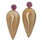 Style Moderne,'Gold Drop Earrings with Jasper and Tourmaline'