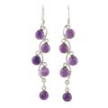 Juicy Vine,'Sterling Silver and Amethyst Dangle Earrings from India'