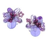 'Amethyst and Cultured Pearl Cluster Clip-On Earrings'