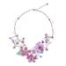 Lavender Garden,'Floral Multi-Gemstone Beaded Statement Necklace'