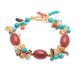 'Gold-Accented Multi-Gemstone Beaded Bracelet from Thailand'