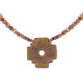 Sun Chakana,'Chakana Cross Ceramic Beaded Pendant Necklace from Peru'